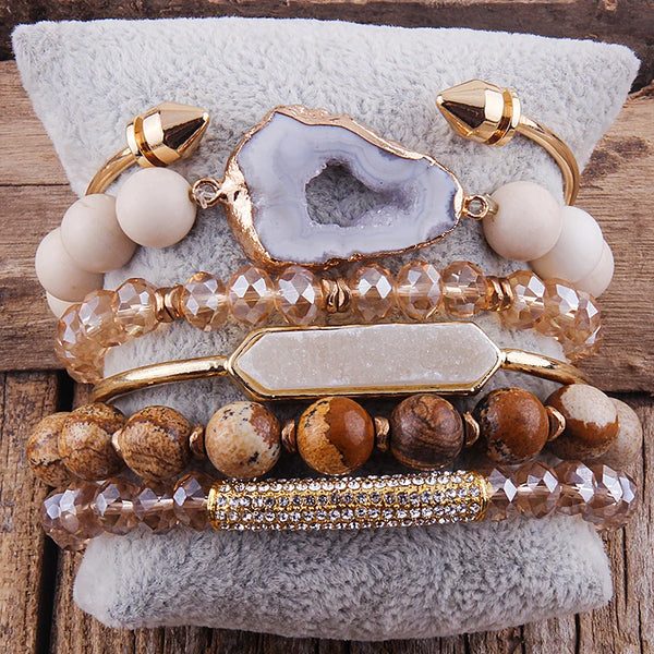 Boho Naturstein Perlen Armband Schmuck