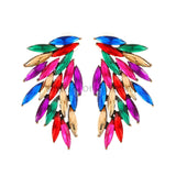 Bunte Feder Piercing Stud Ohrringe Vintage Luxus Strass
