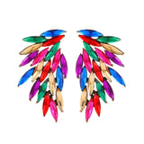 Bunte Feder Piercing Stud Ohrringe Vintage Luxus Strass