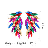 Bunte Feder Piercing Stud Ohrringe Vintage Luxus Strass